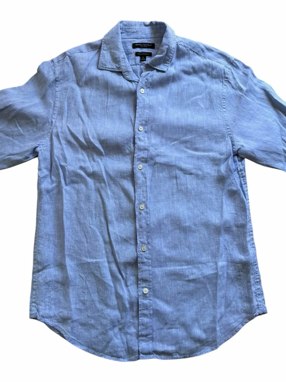 Banana Republic MensCamden Linen Button Up Shirt Size Medium Blue Summer Casual